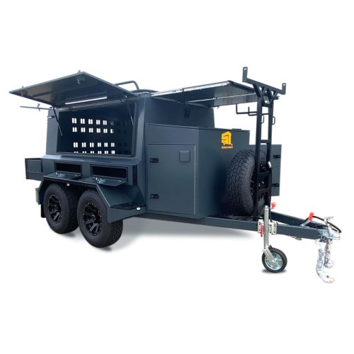Customizable Tradie Trailer with Dual Solar Panels, Water Pump, and Heavy-Duty Electric Brakes for Job Site Reliability